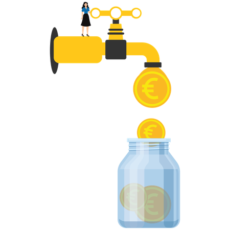 Geschäftsfrau spart Unternehmensinvestitionen  Illustration