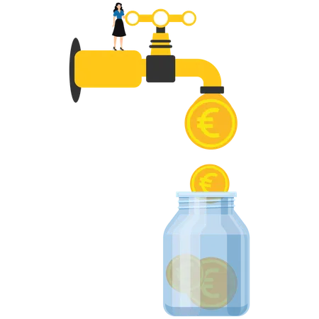 Geschäftsfrau spart Unternehmensinvestitionen  Illustration