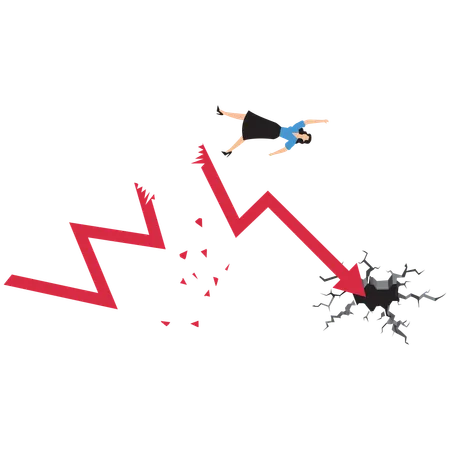 Geschäftsfrau steht vor dem Geschäftszusammenbruch  Illustration