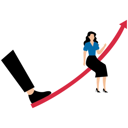 Geschäftsfrau steht vor der Inflation  Illustration