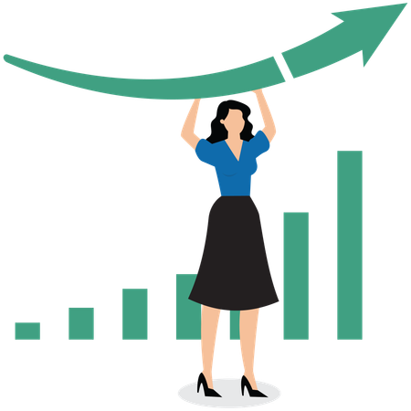 Geschäftsfrau strebt höhere Gewinne an  Illustration