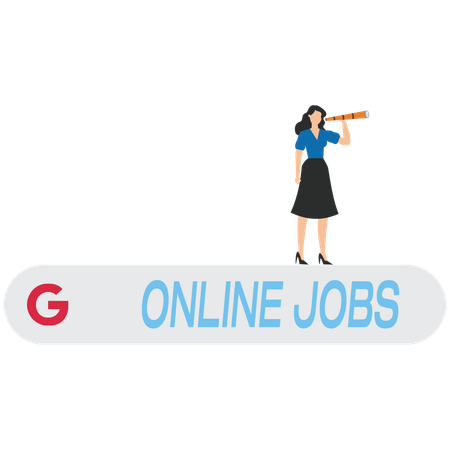 Geschäftsfrau auf der Suche nach Online-Jobs  Illustration