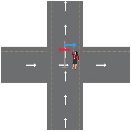 Geschäftsfrau, die Geschäftsentscheidung trifft  Illustration