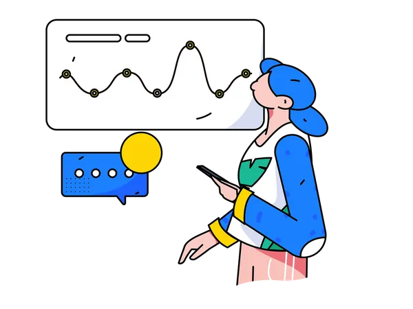 Geschäftsfrau überprüft Analysedaten  Illustration