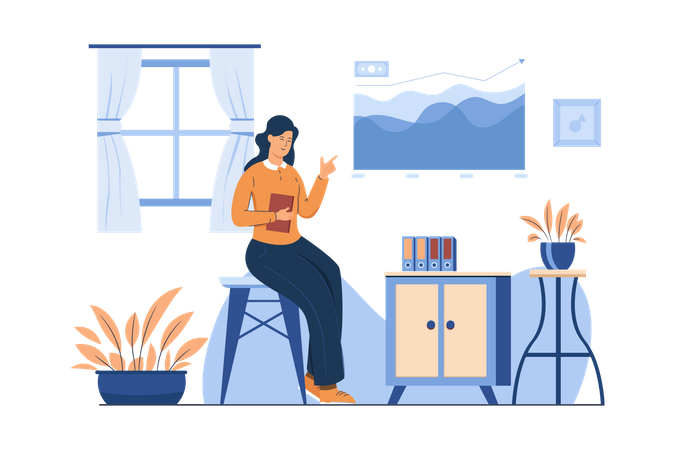 Geschäftsfrau und Wachstumsdiagramm  Illustration