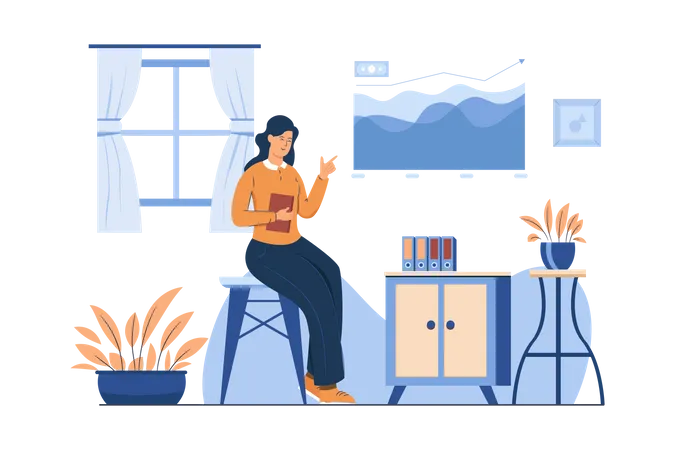 Geschäftsfrau und Wachstumsdiagramm  Illustration