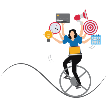 Geschäftsfrau verfügt über Projektmanagementfähigkeiten  Illustration