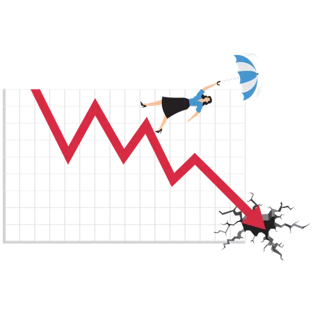 Geschäftsfrau vor Schulden gerettet  Illustration