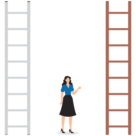 Geschäftsfrau wählt Herausforderung Treppe  Illustration