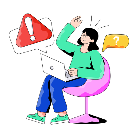 Geschäftsfrau warnt vor Chat-Fehler  Illustration