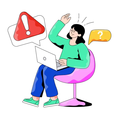 Geschäftsfrau warnt vor Chat-Fehler  Illustration