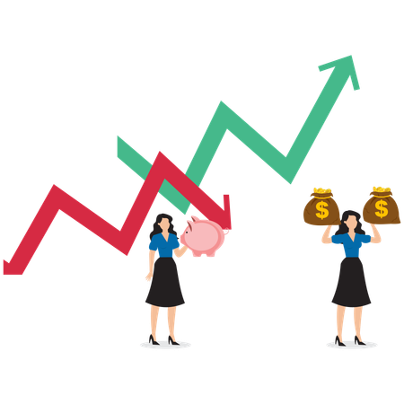 Geschäftsfrau zeigt Geschäftsdiagramm  Illustration