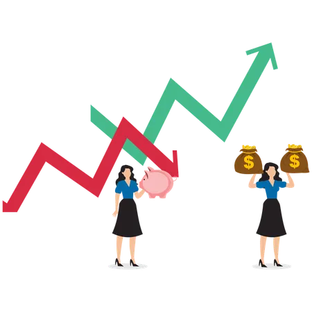 Geschäftsfrau zeigt Geschäftsdiagramm  Illustration