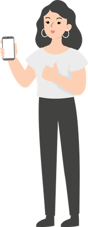 Geschäftsfrau zeigt leeren Handy-Bildschirm  Illustration
