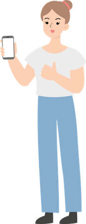Geschäftsfrau zeigt Smartphone  Illustration
