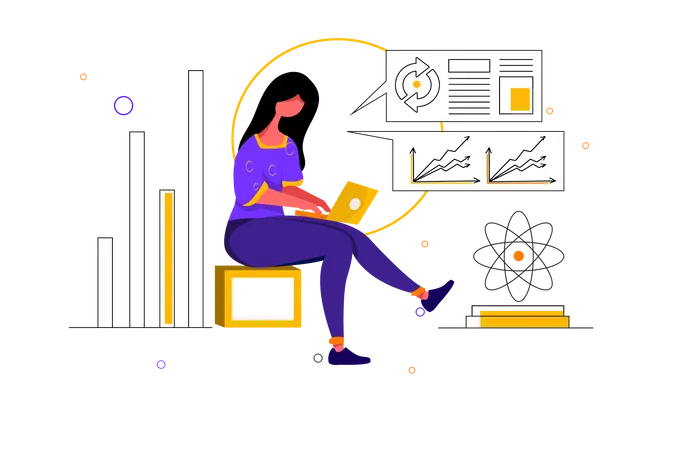 Geschäftsfrauen prüfen Infografik-Berichte  Illustration