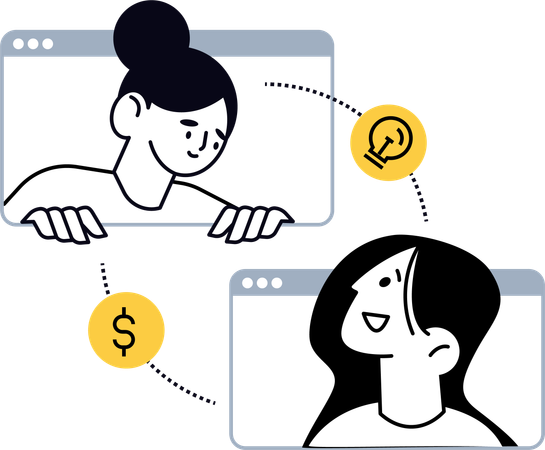 Geschäftsfrauen teilen Finanzideen  Illustration
