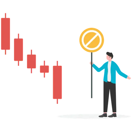 Geschäftsinvestoren versuchen, den Abwärtstrend des Pfeils mit einem Drop Arrow Chart zu stoppen  Illustration