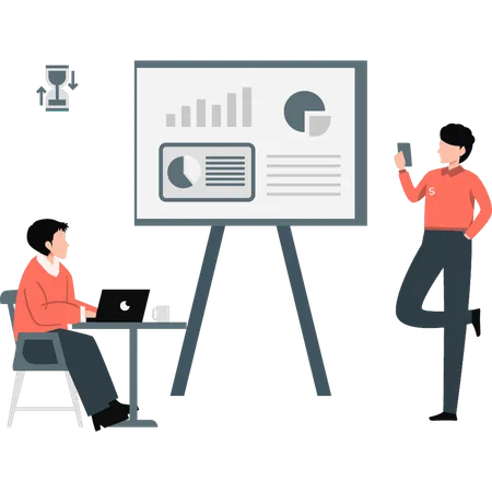 Geschäftsleute analysieren Geschäftsdiagramm  Illustration