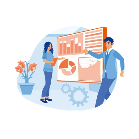 Geschäftsleute die diagramme analysieren  Illustration