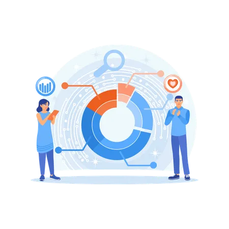 Geschäftsleute analysieren Diagramme  Illustration