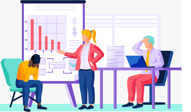 Geschäftsleute analysieren Statistiken  Illustration