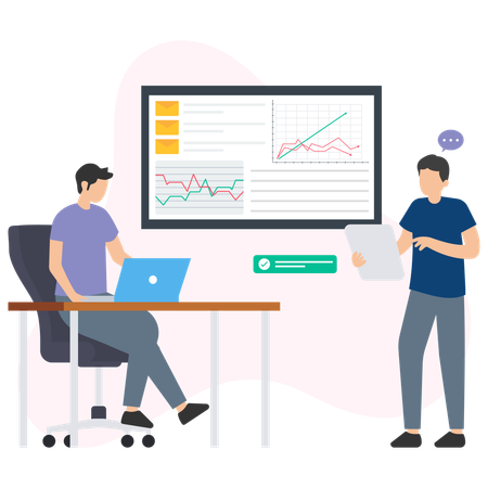 Geschäftsleute arbeiten am Finanz-Dashboard  Illustration