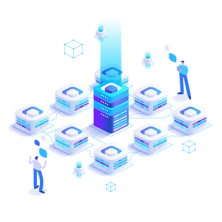 Geschäftsleute arbeiten am Big Data-Management  Illustration