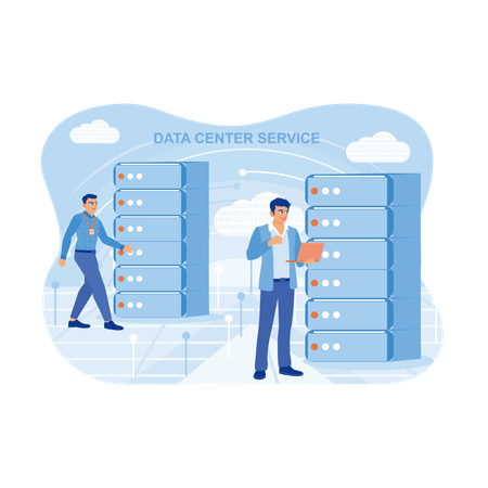 Geschäftsleute arbeiten am Datenmanagement  Illustration