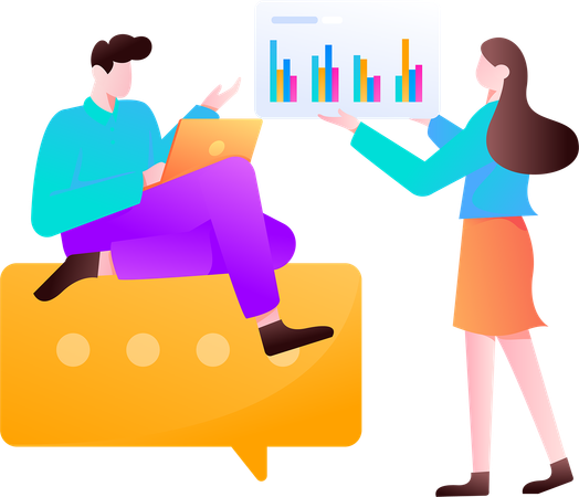 Geschäftsleute arbeiten an der Analyseseite  Illustration