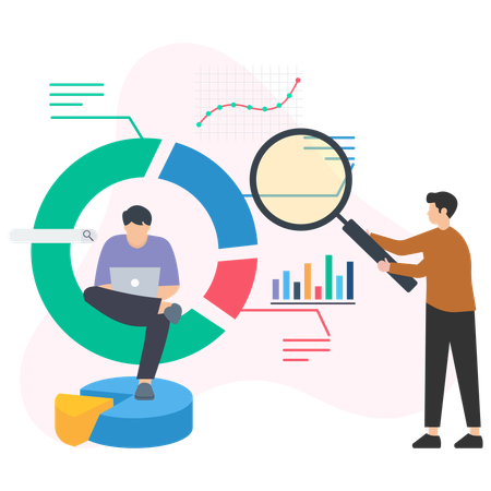 Geschäftsleute, die an der Datenentwicklung arbeiten  Illustration