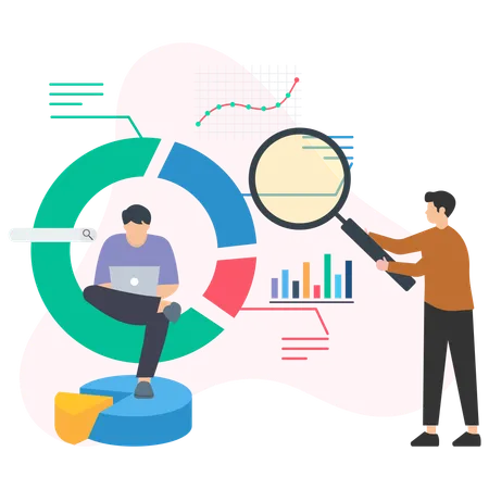 Geschäftsleute, die an der Datenentwicklung arbeiten  Illustration