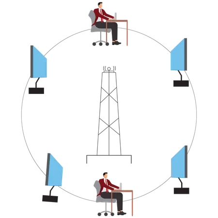 Geschäftsleute, die an der Geschäftsentwicklung arbeiten  Illustration