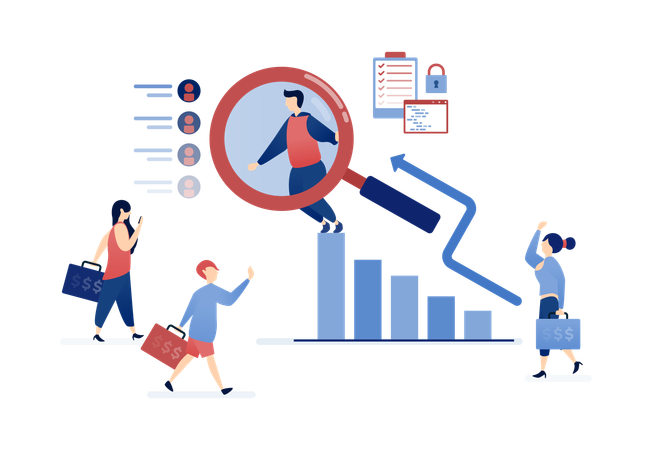 Geschäftsleute, die an der Leistungssteigerung ihrer Mitarbeiter arbeiten  Illustration