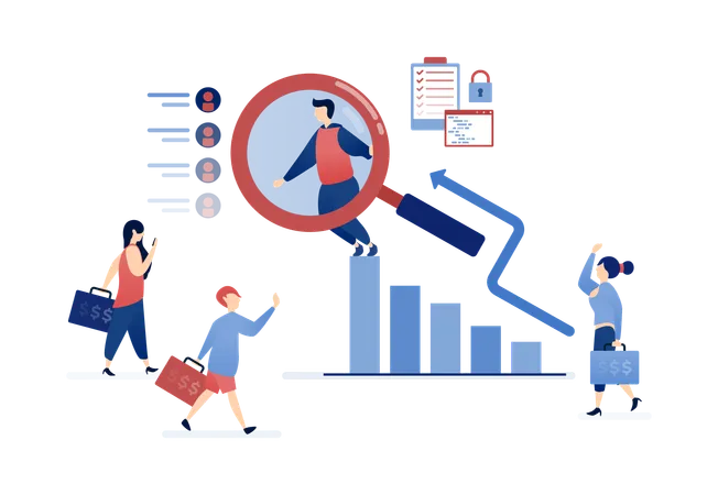 Geschäftsleute, die an der Leistungssteigerung ihrer Mitarbeiter arbeiten  Illustration