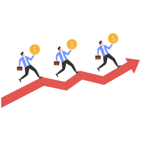 Geschäftsleute, die an der Verbesserung ihres Geschäfts arbeiten  Illustration