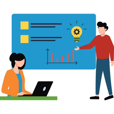 Geschäftsleute arbeiten an Analysediagrammen  Illustration