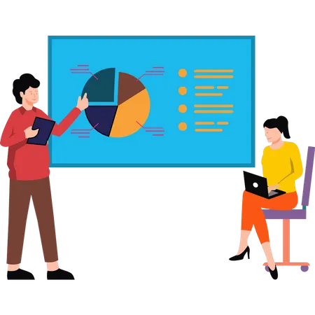 Geschäftsleute, die an Diagrammen arbeiten  Illustration