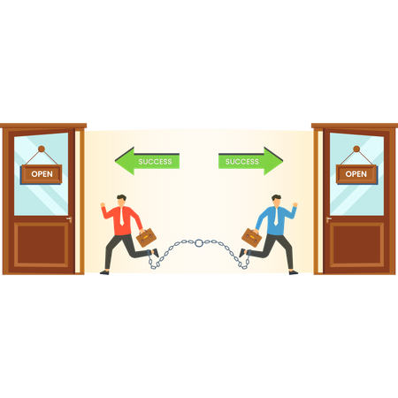 Geschäftsleute arbeiten an einem gemeinsamen Ziel  Illustration