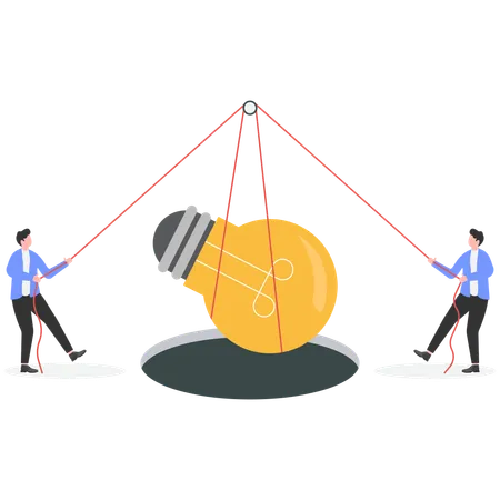 Geschäftsleute arbeiten an Geschäftsidee  Illustration