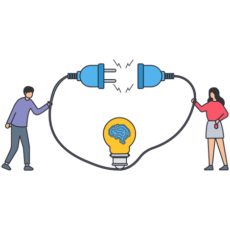 Geschäftsleute arbeiten an einer KI-Idee  Illustration