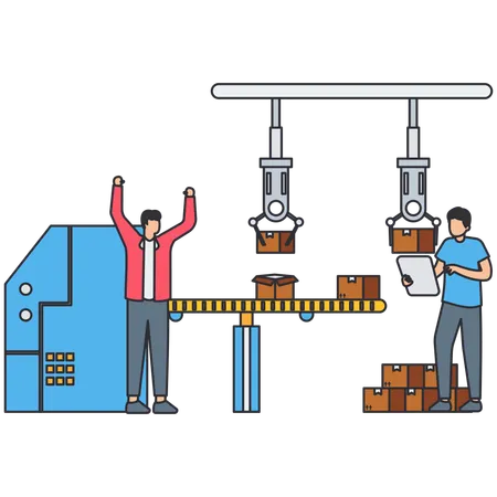 Geschäftsleute, die in einer Produktionseinheit arbeiten  Illustration