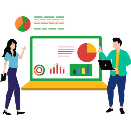 Geschäftsleute, die an Geschäftsanalysen arbeiten  Illustration