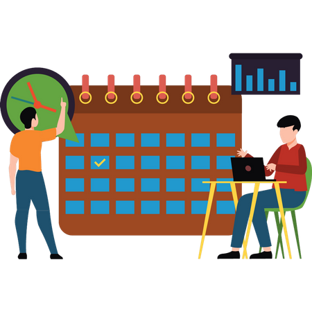 Geschäftsleute, die an Geschäftsplänen arbeiten  Illustration