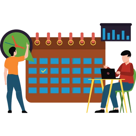 Geschäftsleute, die an Geschäftsplänen arbeiten  Illustration