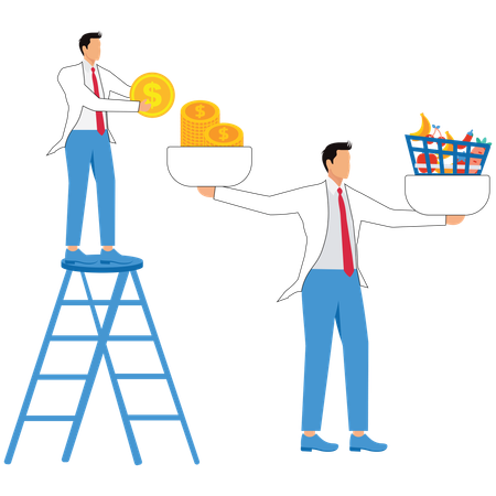 Geschäftsleute arbeiten an Marktpreisdetails  Illustration