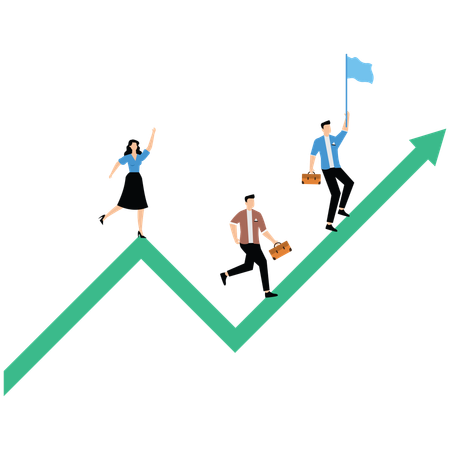 Geschäftsleute arbeiten an nachhaltigem Wachstum  Illustration