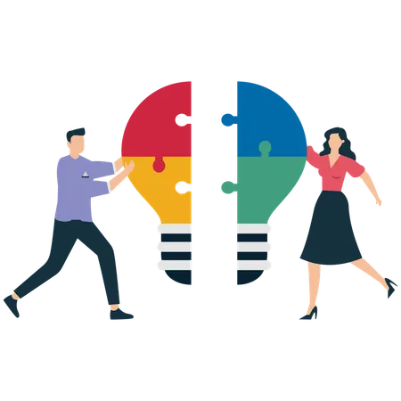 Geschäftsleute arbeiten im Team zusammen, um innovative Lösungen zu finden  Illustration
