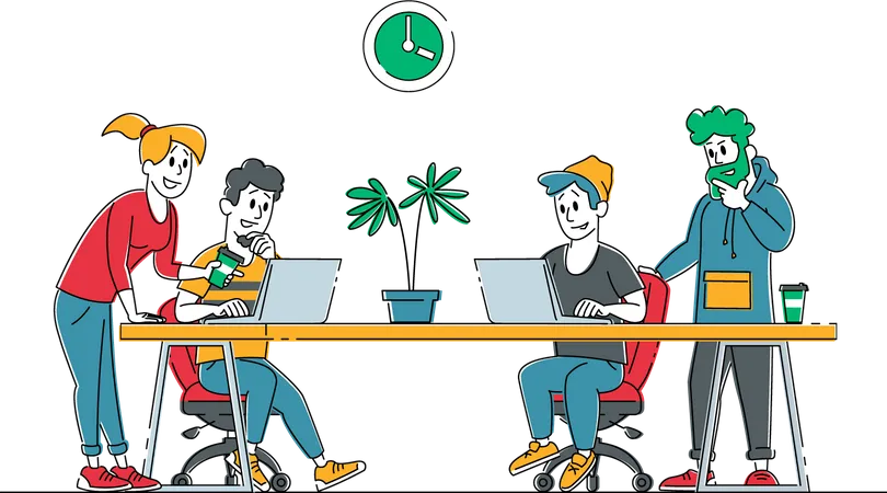 Geschäftsleute arbeiten in Coworking-Unternehmen  Illustration