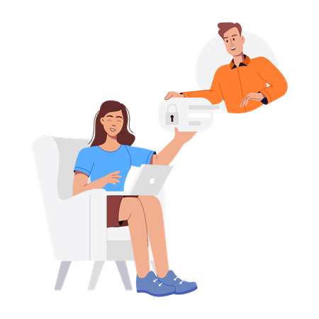 Geschäftsleute beim sicheren Chatten  Illustration